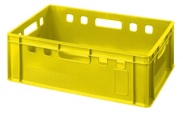 5 x Eurofleischerkiste Vorratsbox E2-Kiste Behälter Gemüsekiste stabelbar gelb. 